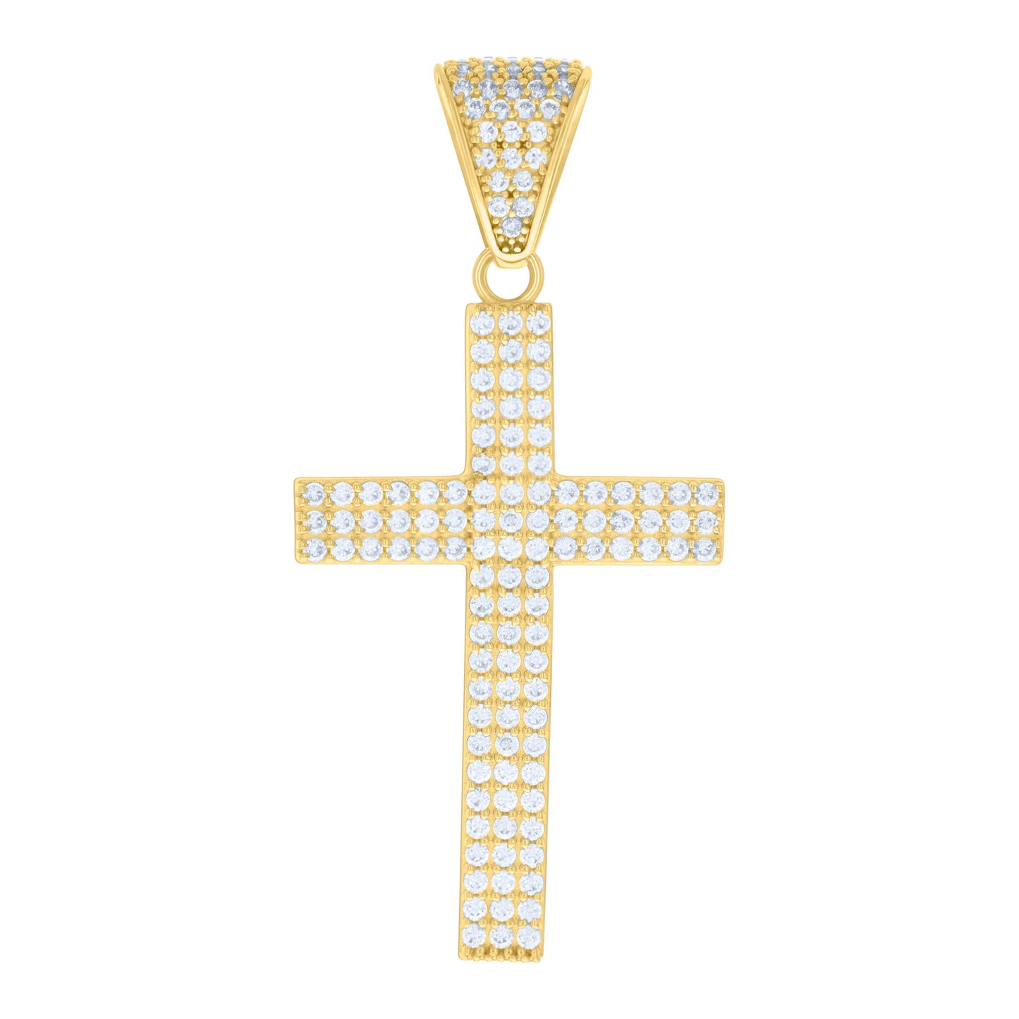 10k Yellow Gold Mens Cubic Zirconia Latin Cross Religious Charm Pendant