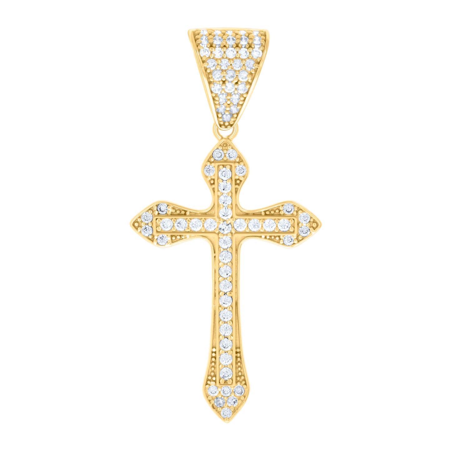 10k Yellow Gold Mens Cubic Zirconia Cross Religious Charm Pendant
