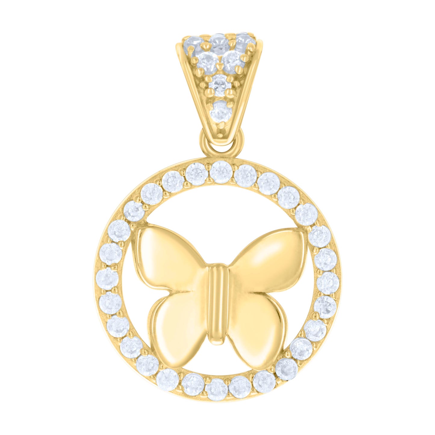 10k Yellow Gold Womens Cubic Zirconia Butterfly Fashion Charm Pendant