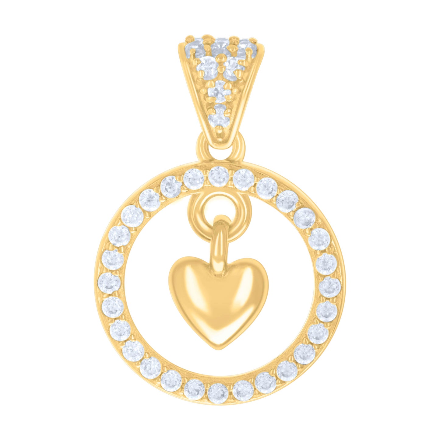 10k Yellow Gold Womens Cubic Zirconia Heart Charm Pendant