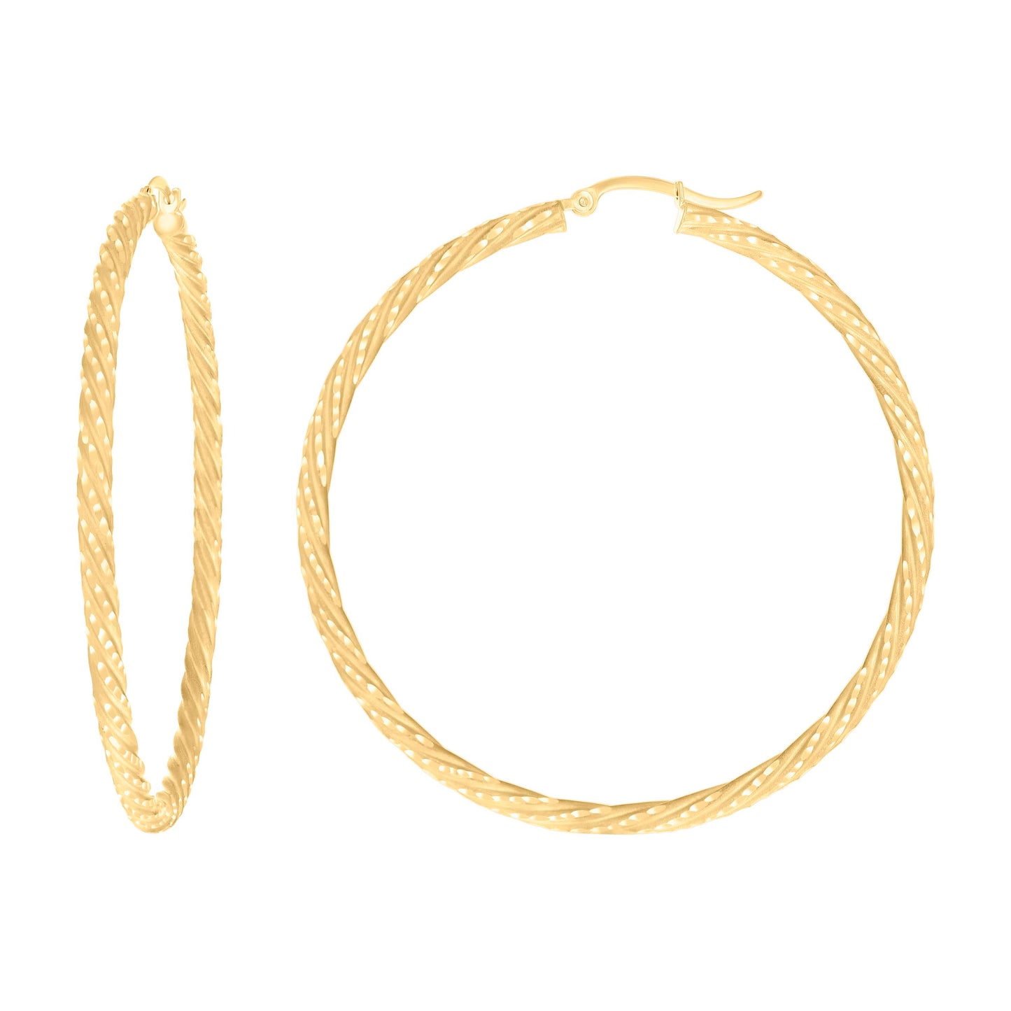10k Yellow Gold Womens Diamond-cut Spotted Patterned Fancy Hoop Earrings 3mm-57