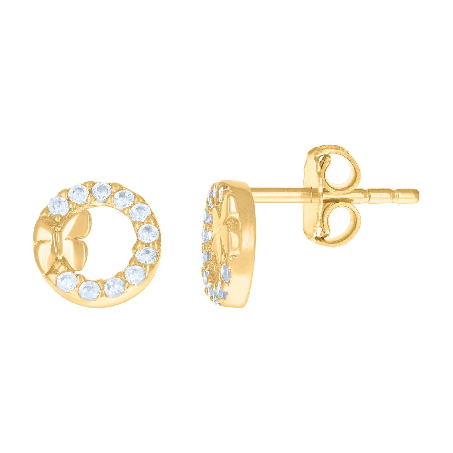 10k Yellow Gold Womens Cubic Zirconia Butterfly Fashion Stud Earrings