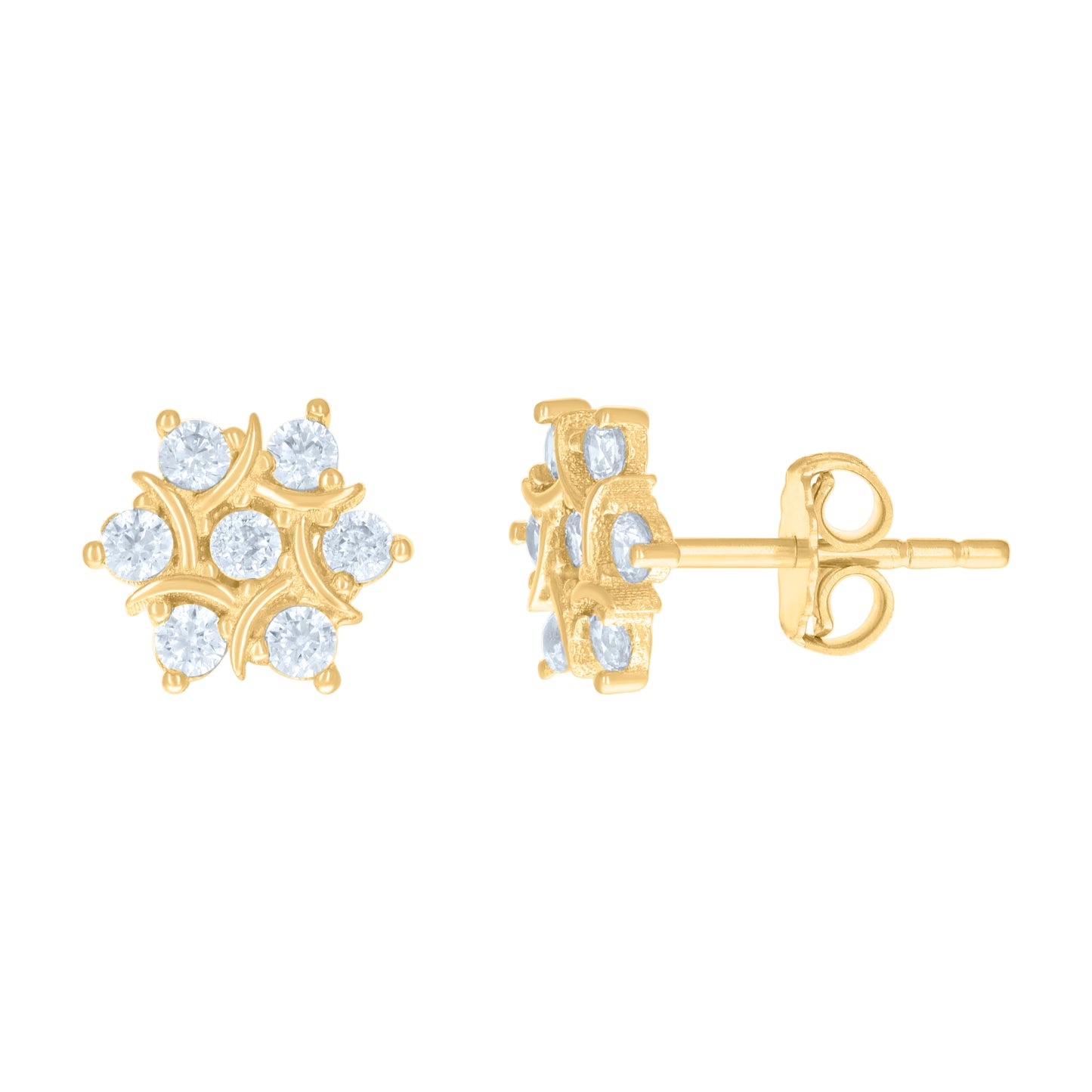 10k Yellow Gold Womens Cubic Zirconia Fashion Stud Earrings