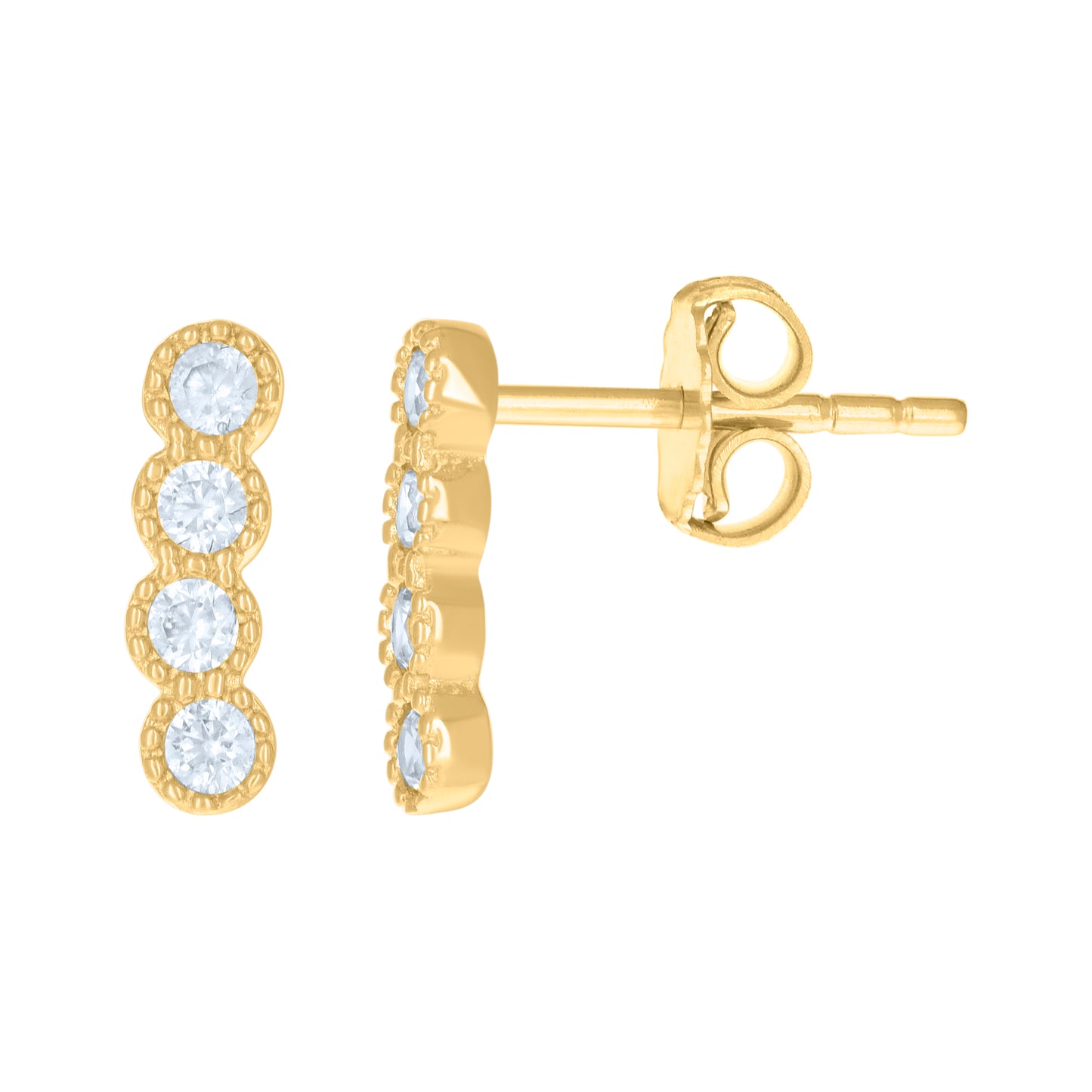 10k Yellow Gold Womens Cubic Zirconia Fashion Stud Earrings