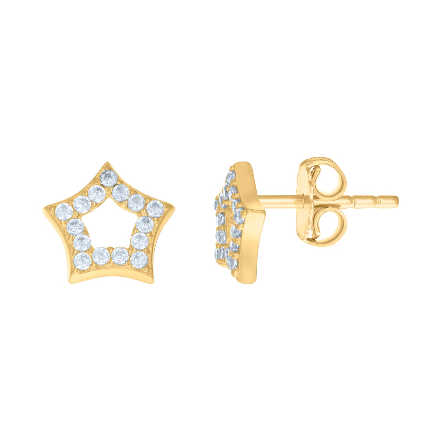 10k Yellow Gold Womens Cubic Zirconia Star Fashion Stud Earrings