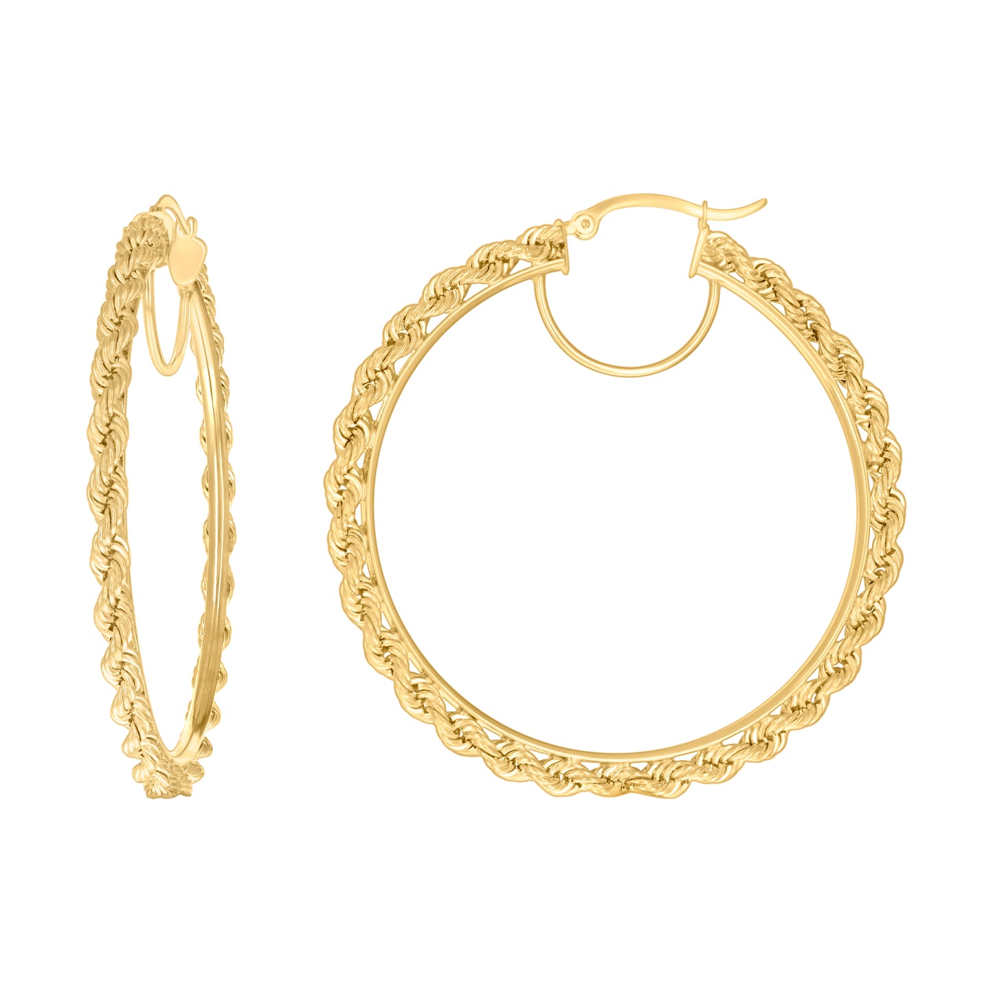 10k Yellow Gold Womens Fancy Twisted Rope Hoop Earrings 3mm-50