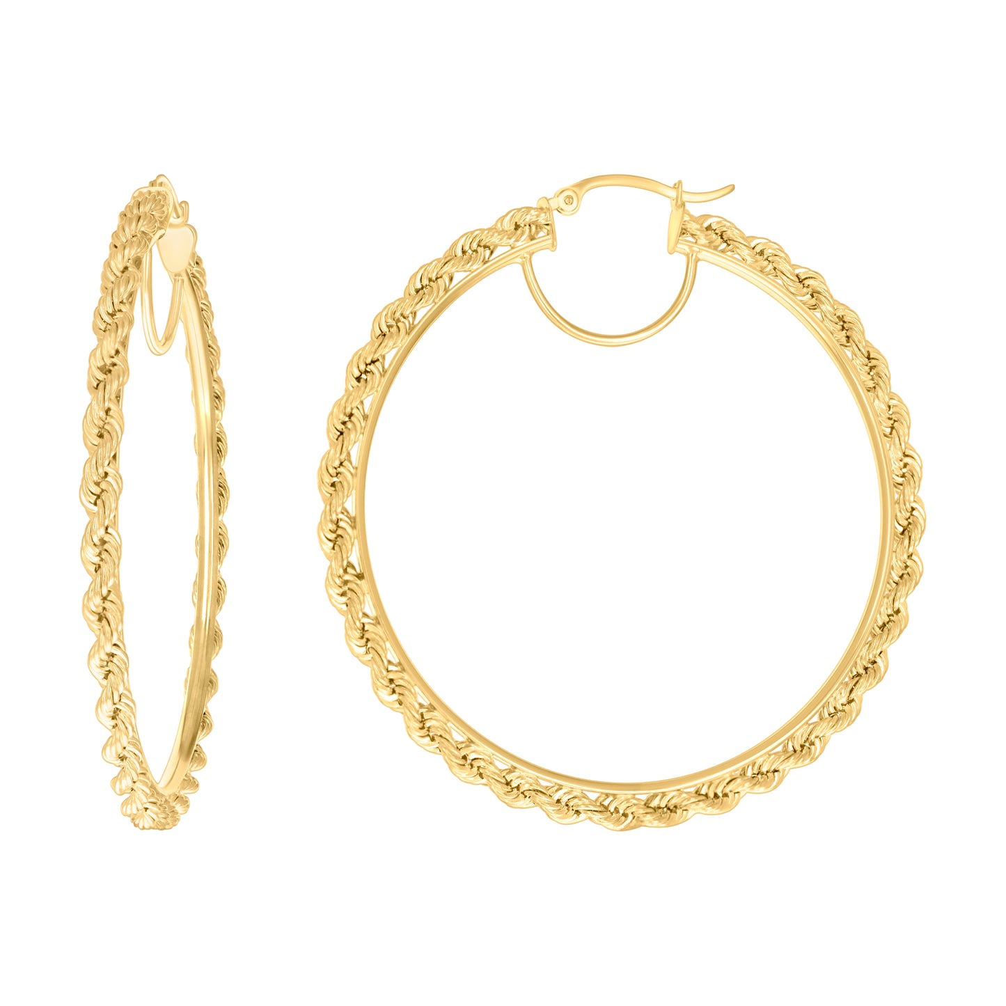 10k Yellow Gold Womens Fancy Twisted Rope Hoop Earrings 3mm-57