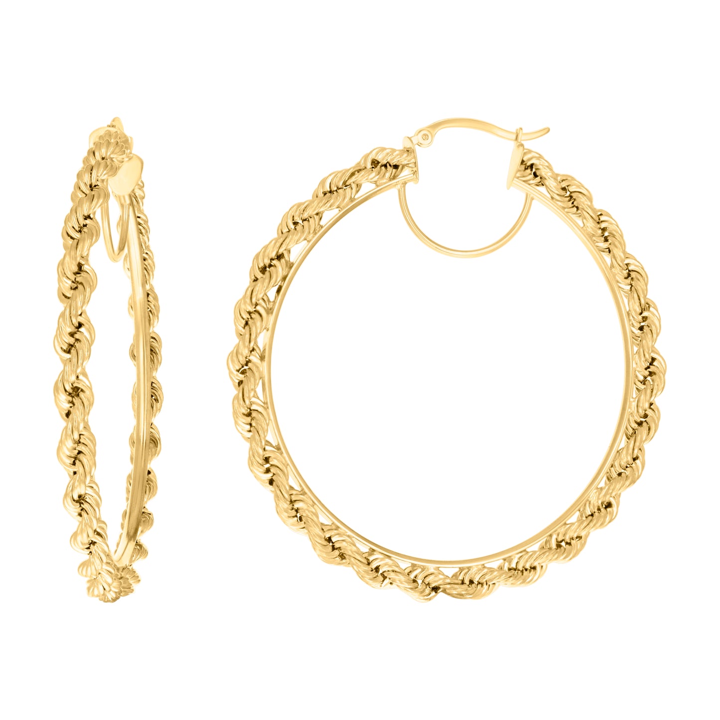 10k Yellow Gold Womens Fancy Twisted Rope Hoop Earrings 4mm-57