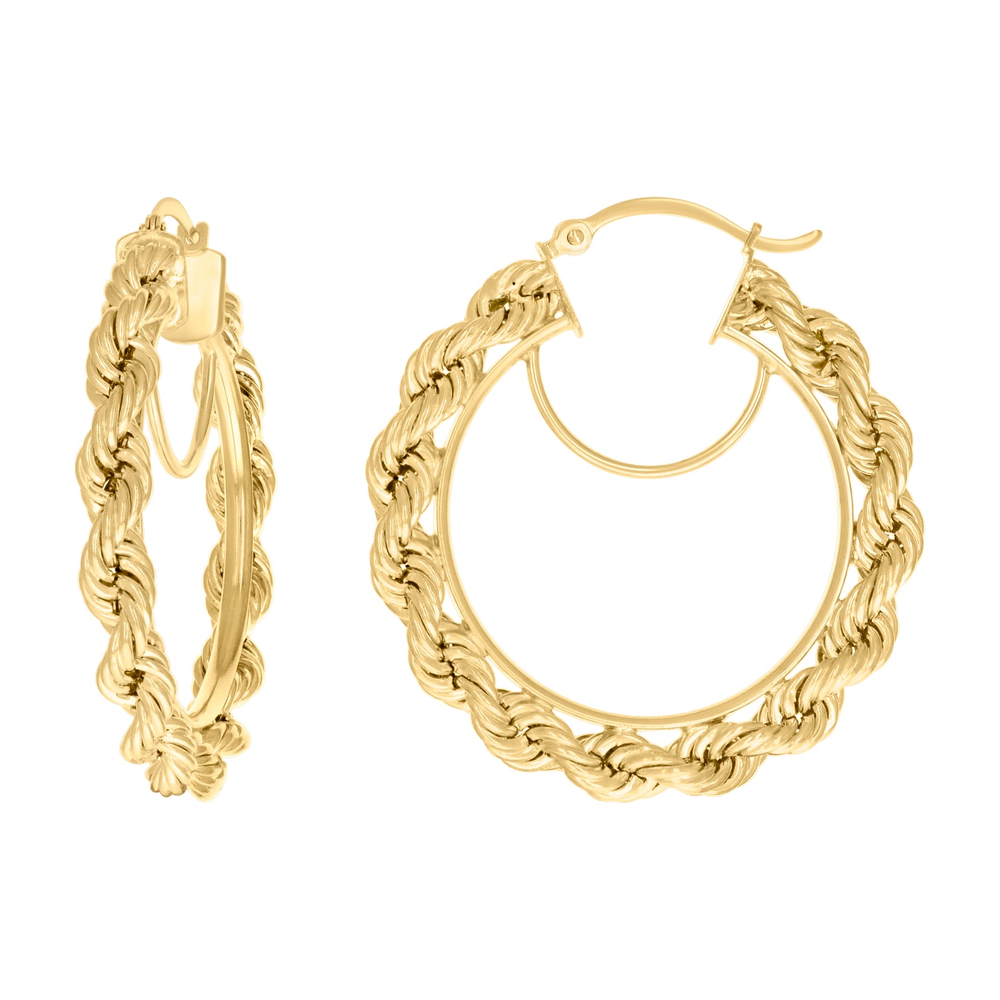 10k Yellow Gold Womens Fancy Twisted Rope Hoop Earrings 5mm-38