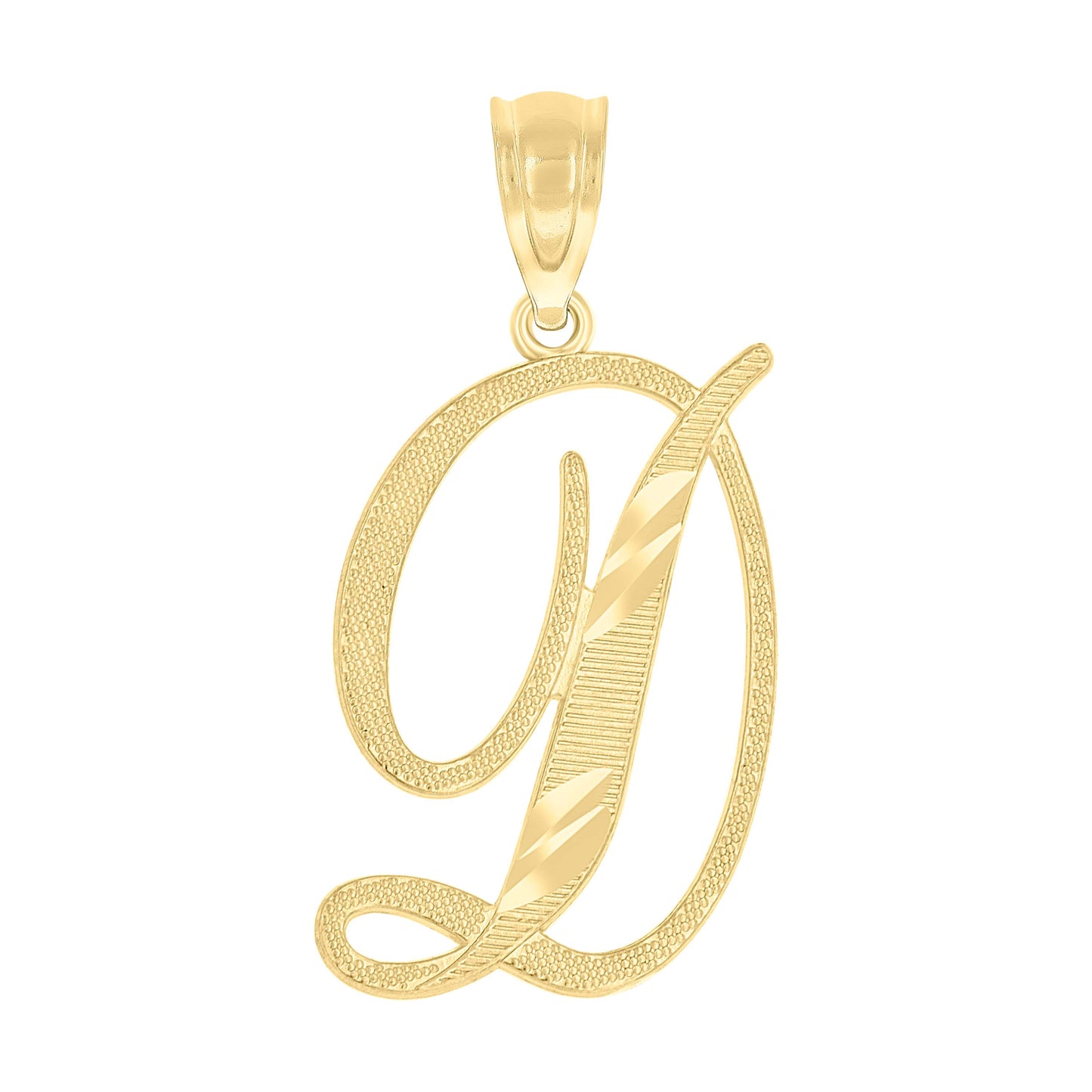 10k Yellow Gold Unisex Diamond Cut Initial D Charm Pendant