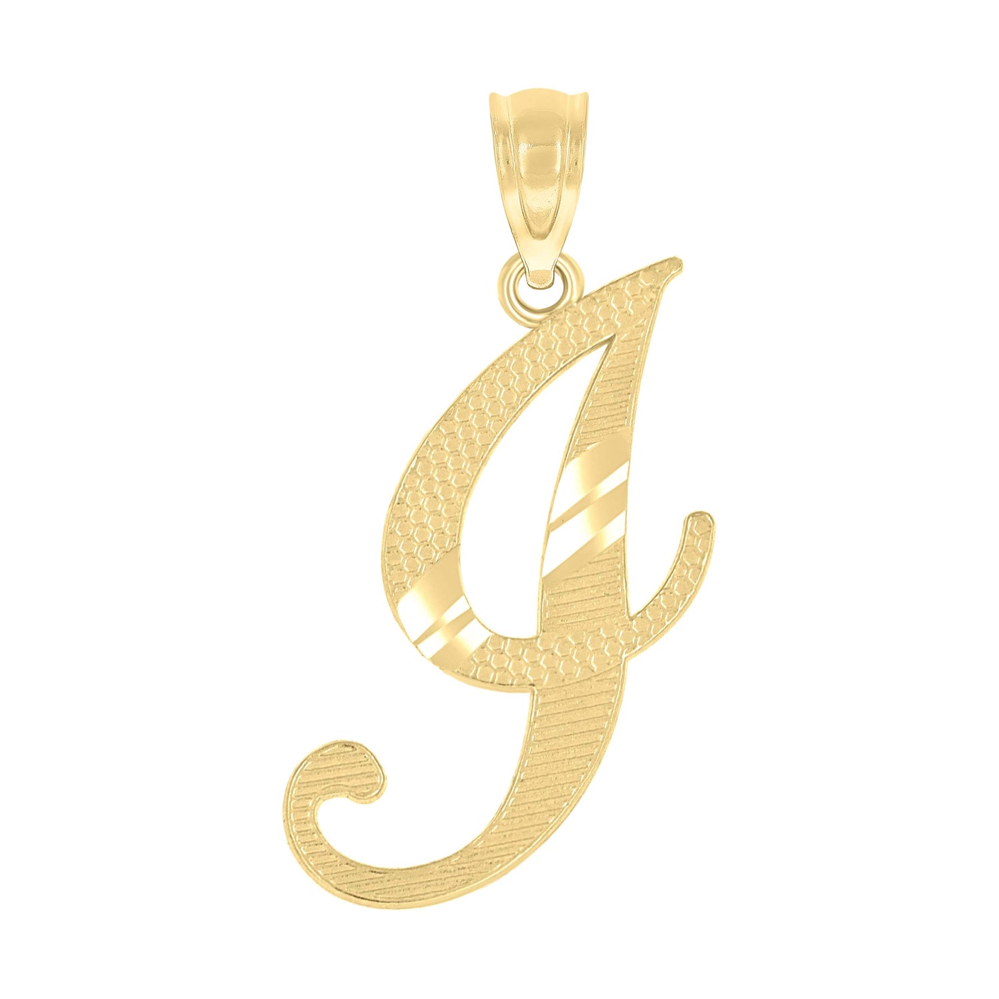 10k Yellow Gold Unisex Diamond Cut Initial I Charm Pendant