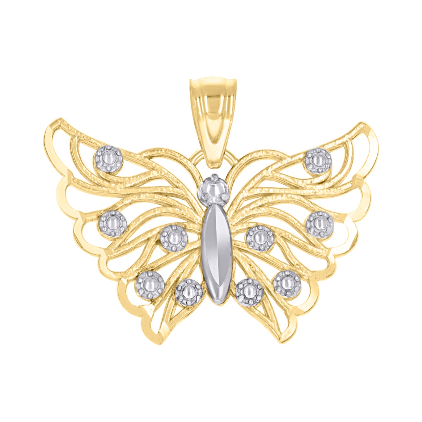 10k Two tone Gold Womens Butterfly Fashion Charm Pendant