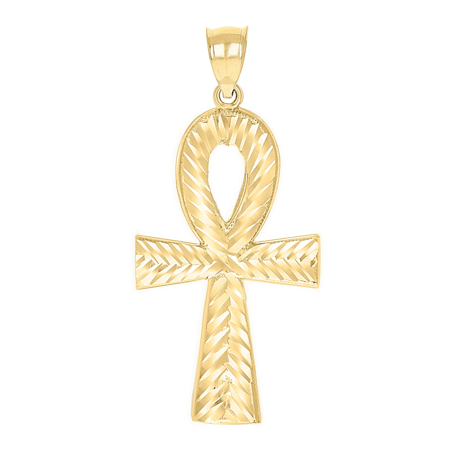10kt Yellow Gold Unisex Egyptian Ankh Cross Religious Charm Pendant