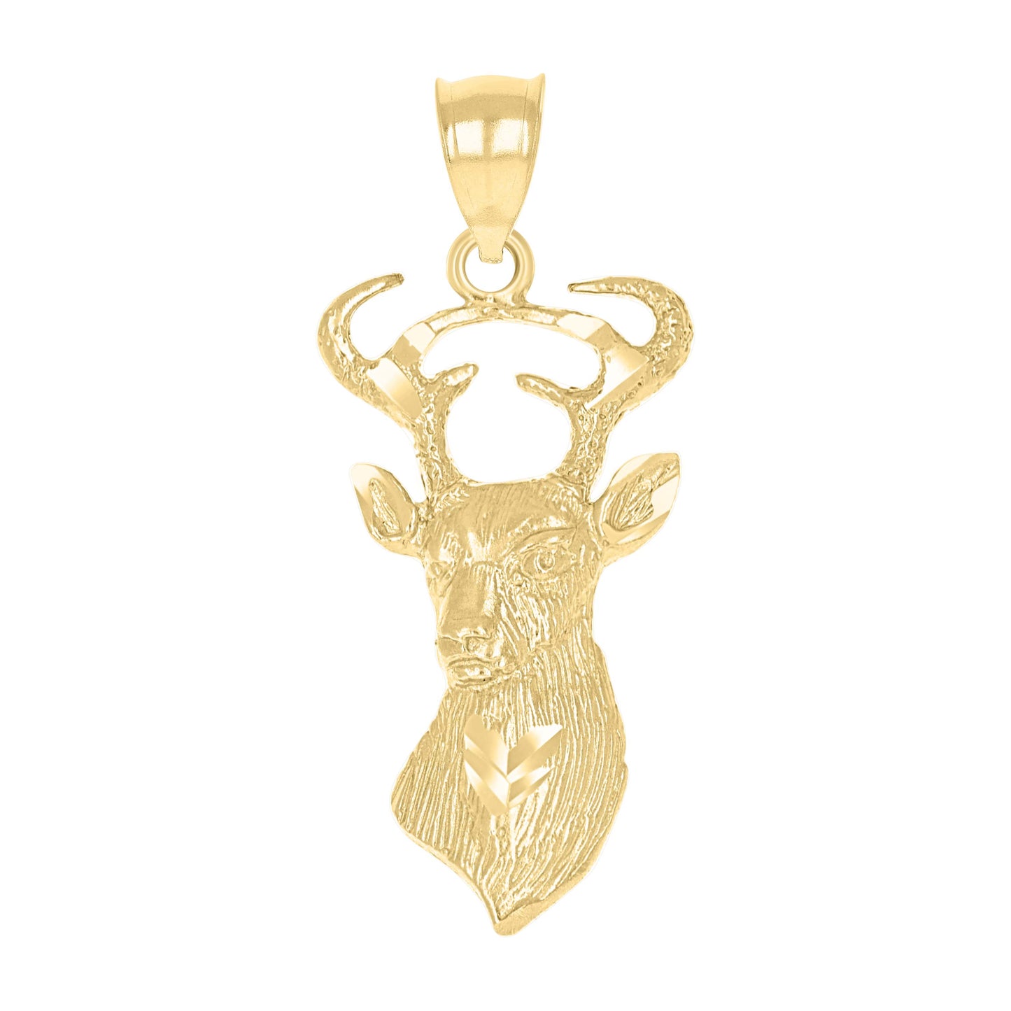 10k Yellow Gold Womens Diamond Cut Deer Animal Charm Pendant