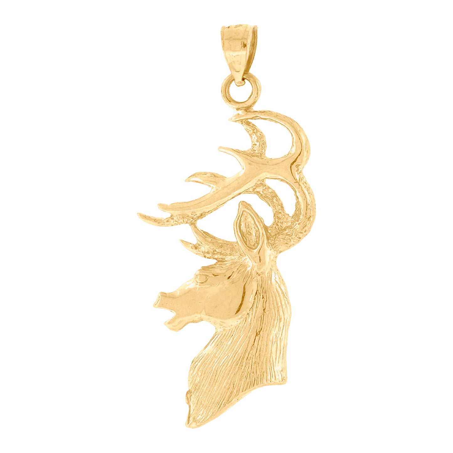10k Yellow Gold Womens Mens Unisex Deer Face Animal Charm Pendant
