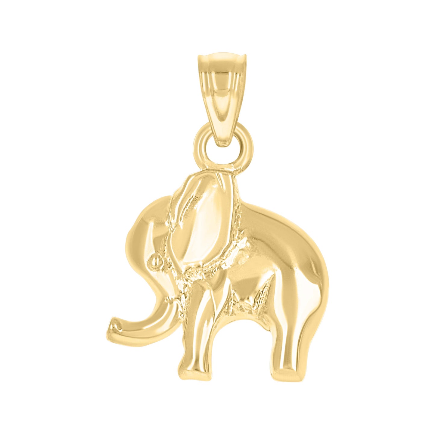 10k Yellow Gold Mens Elephant Animal Charm Pendant