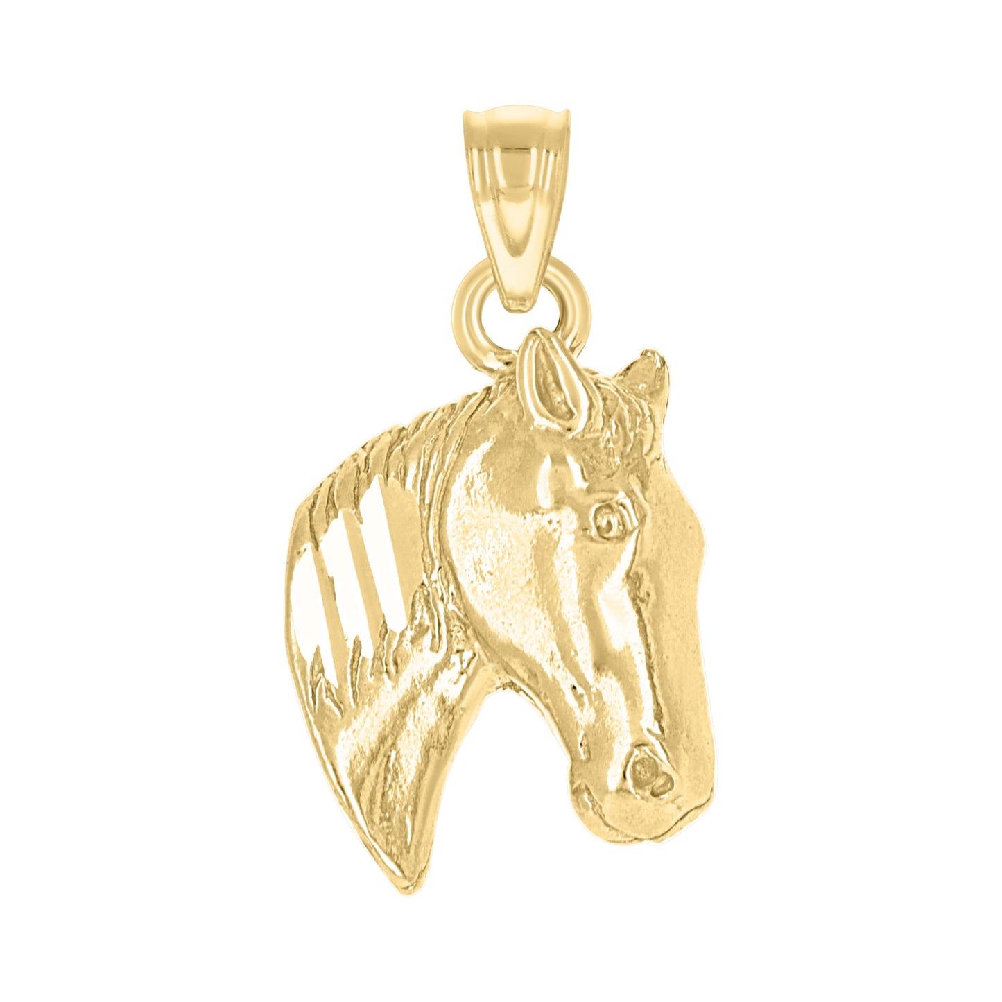 10k Yellow Gold Womens Mens Unisex Horse Head Animal Charm Pendant