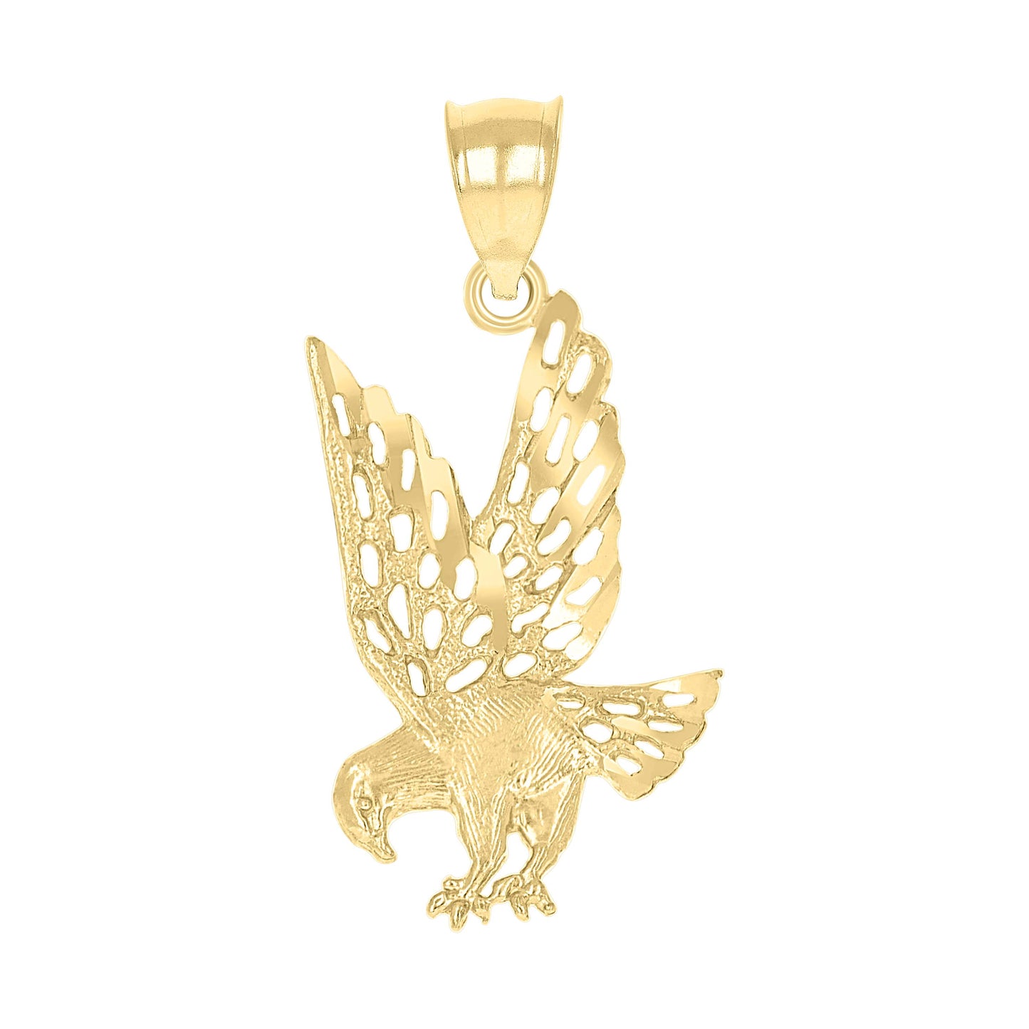 10k Yellow Gold Diamond Cut Unisex Eagle Animal Charm Pendant