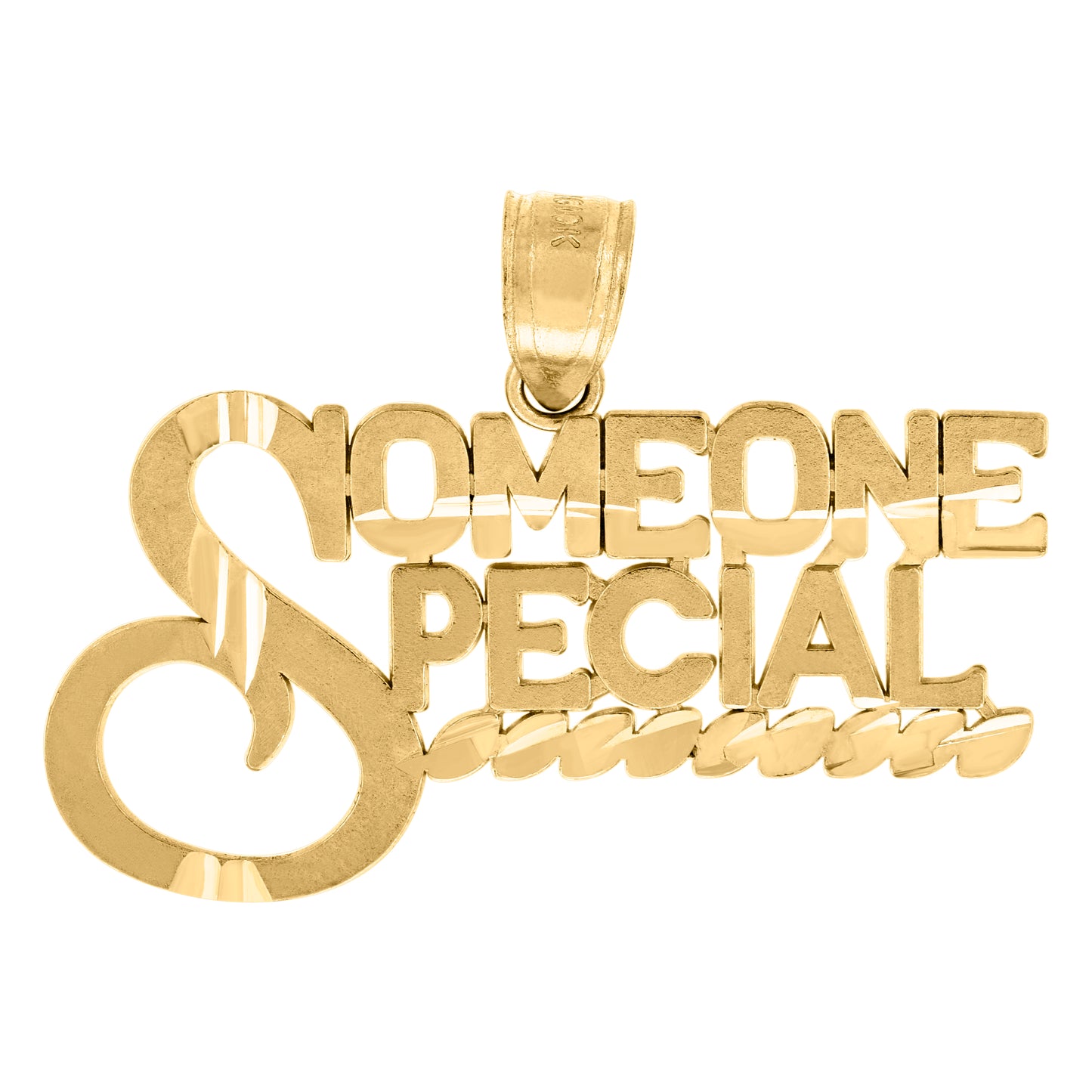 10k Yellow Gold Diamond Cut Unisex Someone Special Letters & Words Charm Pendant