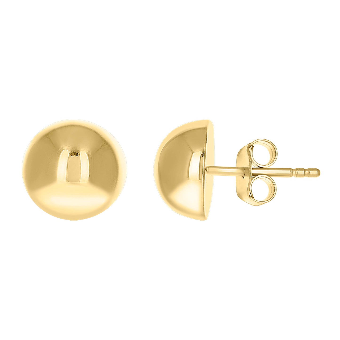 10k Yellow Gold Womens Half Ball Stud Earrings