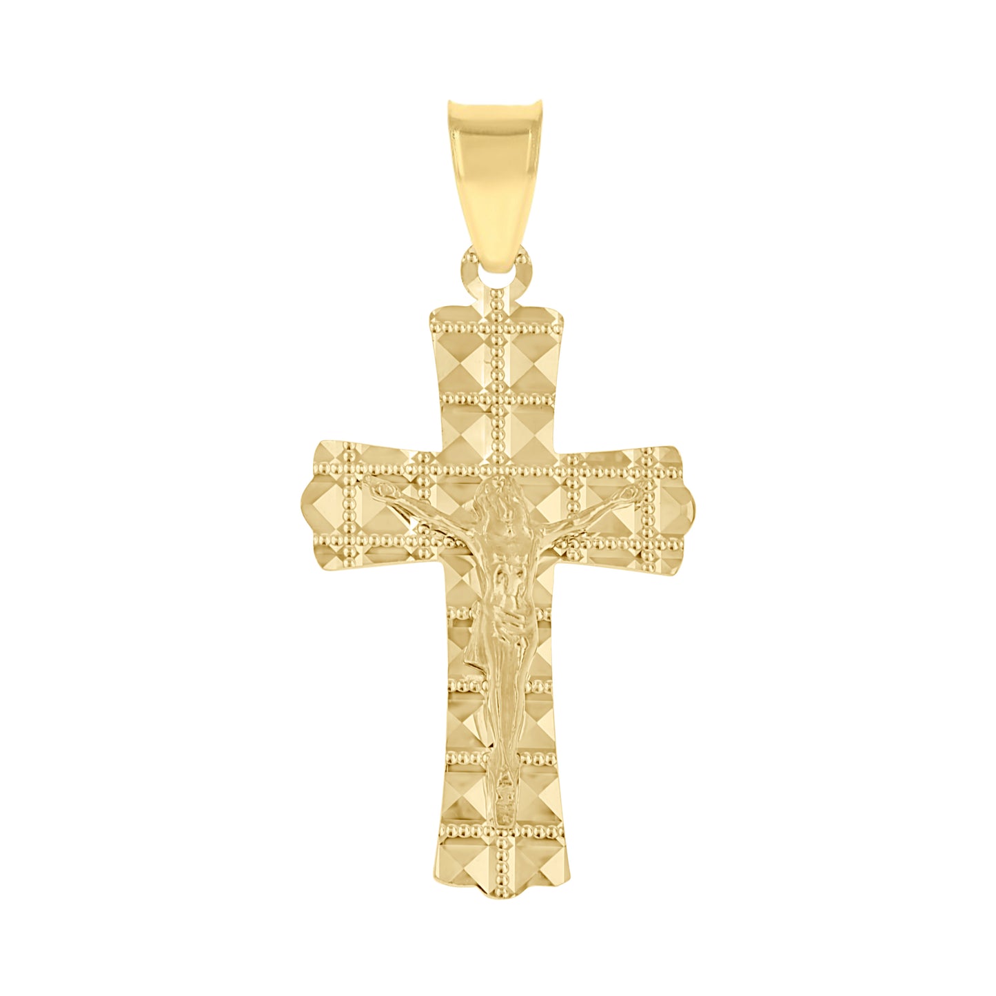 10kt Yellow Gold Unisex Crucifix Cross Religious Pendant