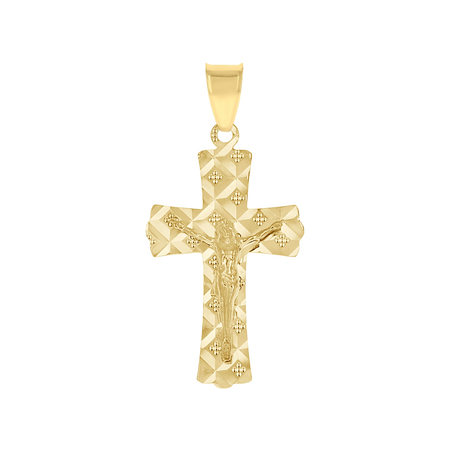 10kt Yellow Gold Unisex Crucifix Cross Religious Pendant