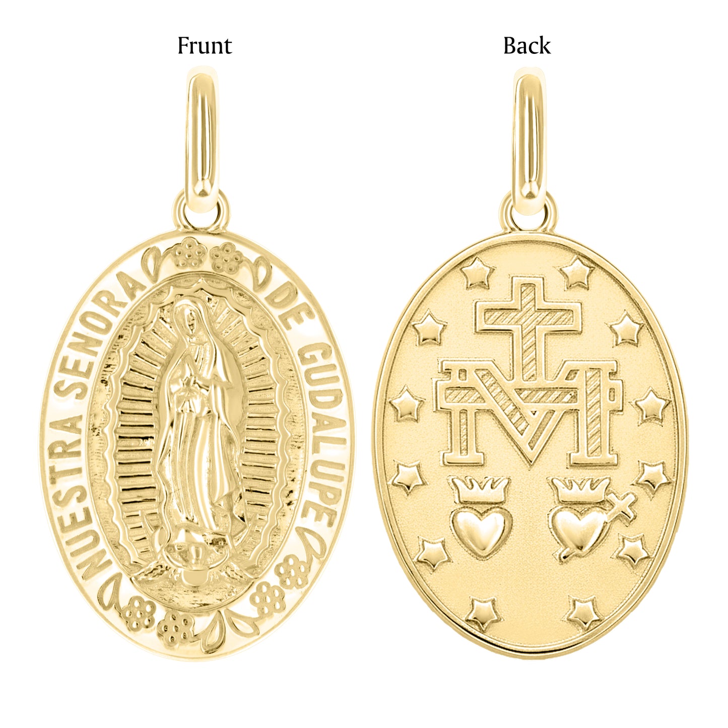 10kt Yellow Gold Unisex Miraculous Medal Religious Pendant