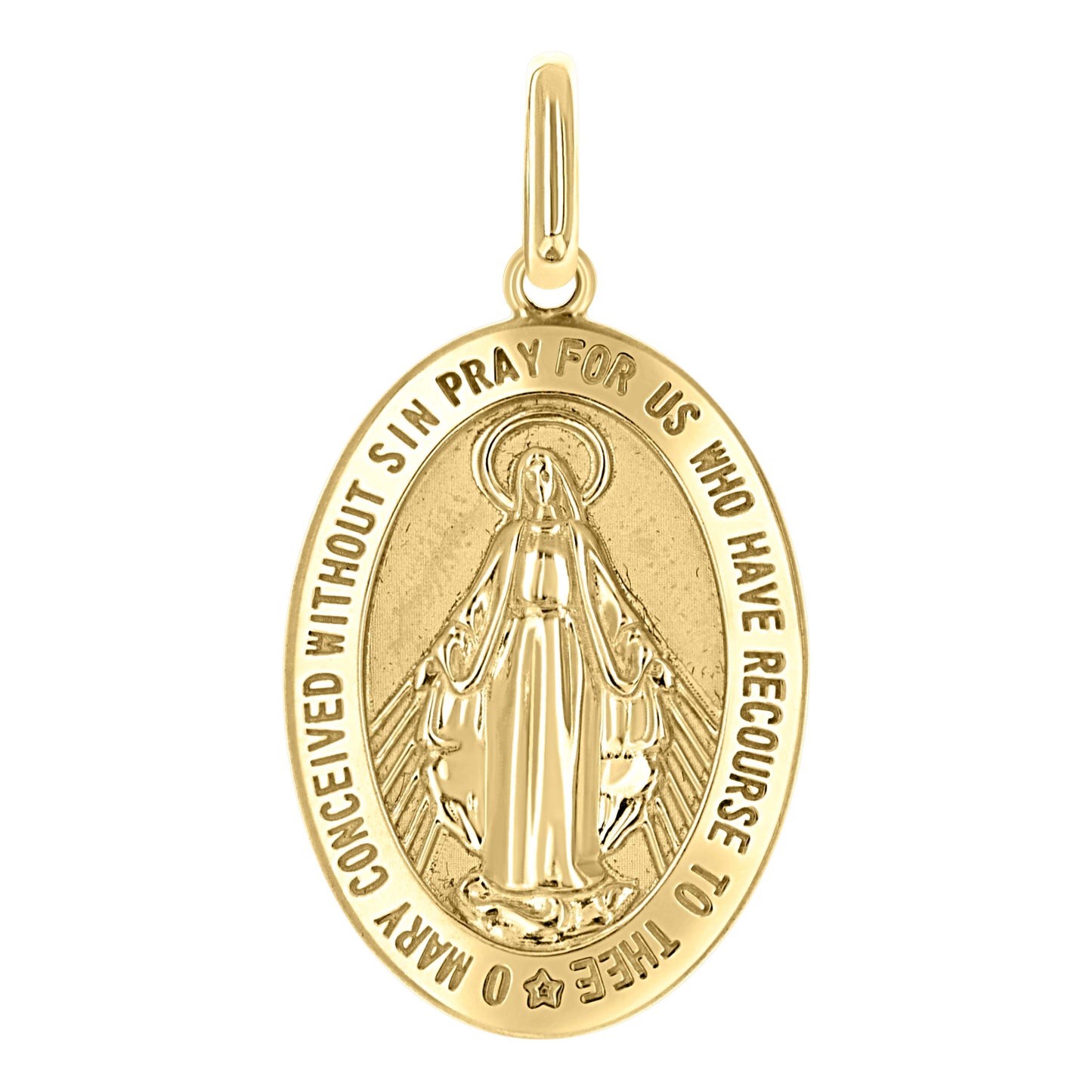 10kt Yellow Gold Unisex Miraculous Medal Religious Pendant