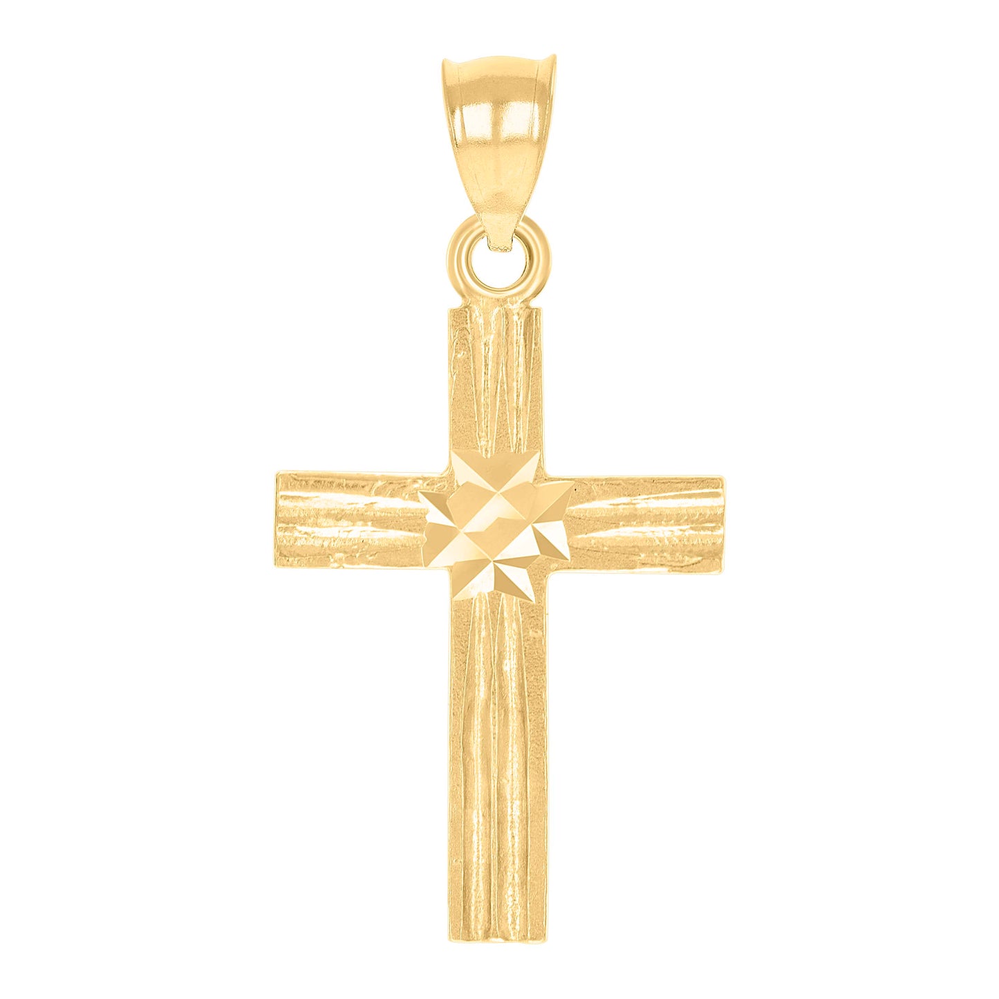 10kt Yellow Gold Mens Women Textured Cross Religious Charm Pendant