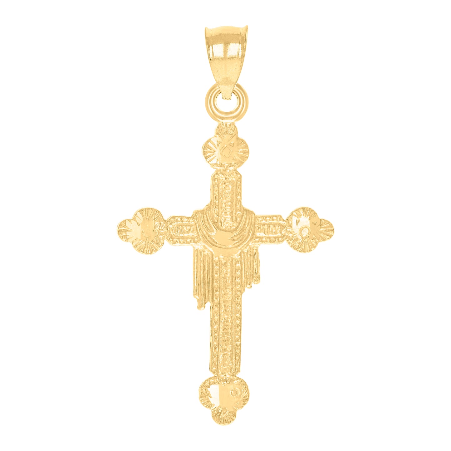 10kt Yellow Gold Diamond-Cut Unisex Wrapped Cross Religious Charm Pendant
