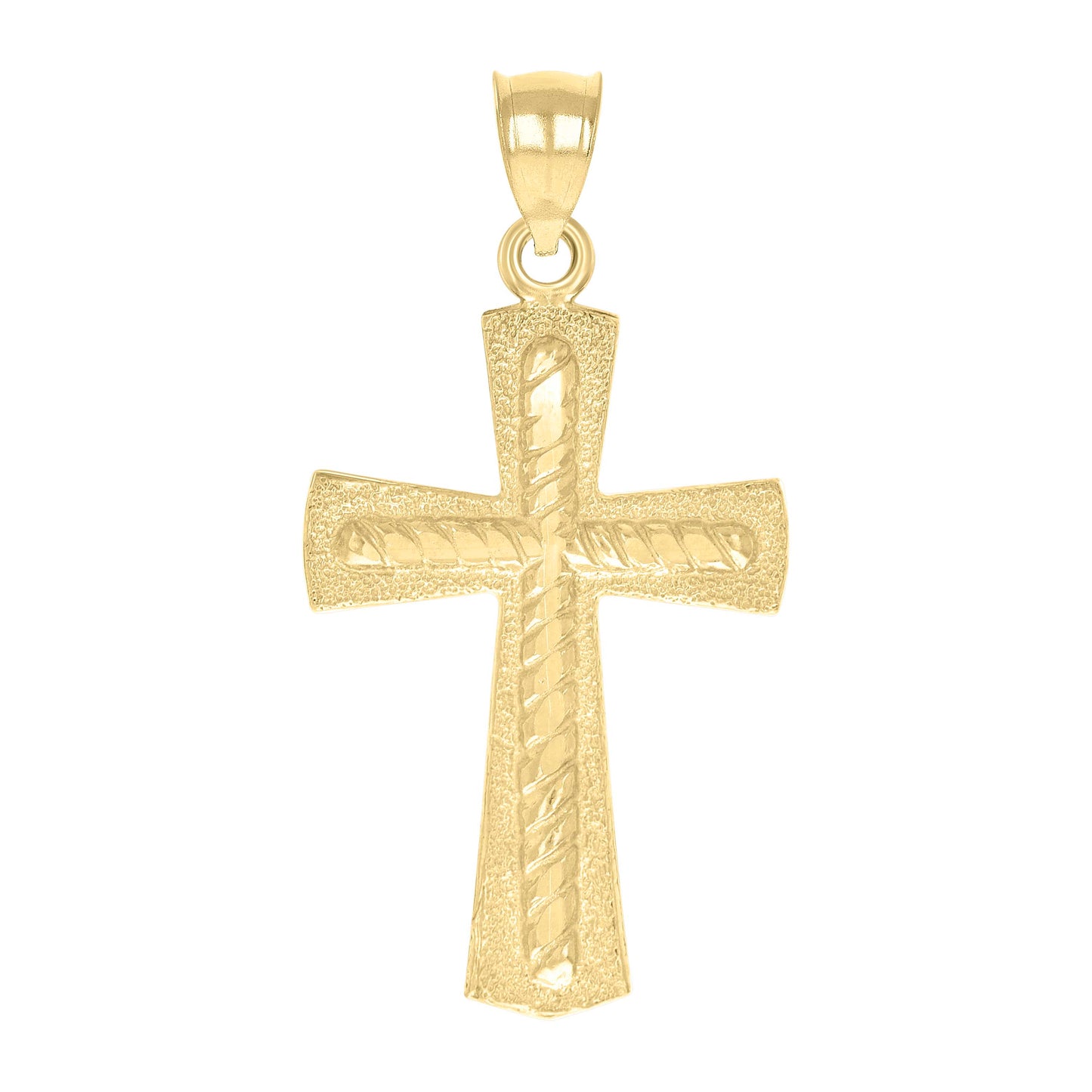 10kt Yellow Gold Unisex Textured Cross Religious Charm Pendant