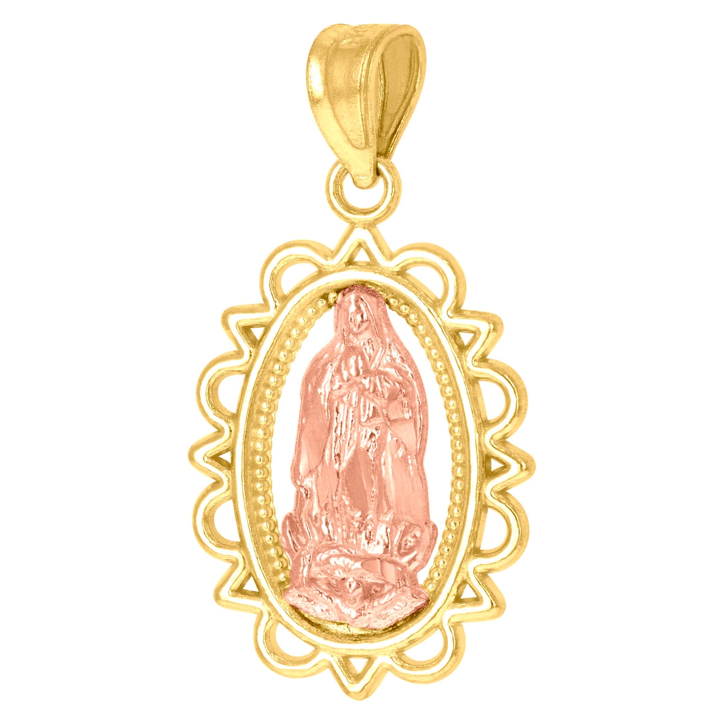 10kt Yellow Gold Unisex Lady Of Guadalupe Religious Charm Pendant