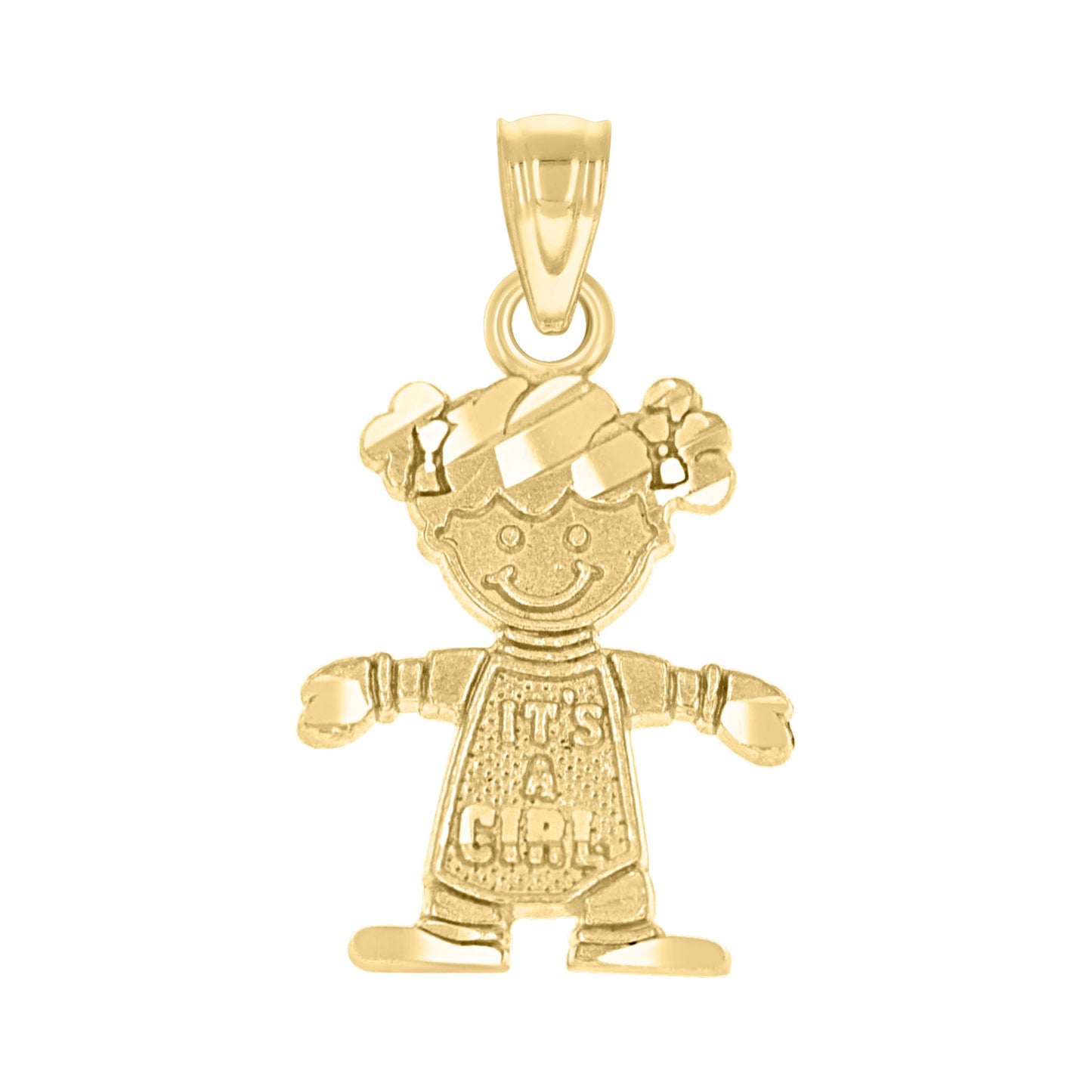 10k Yellow Gold Diamond Cut Baby Girl Charm Pendant