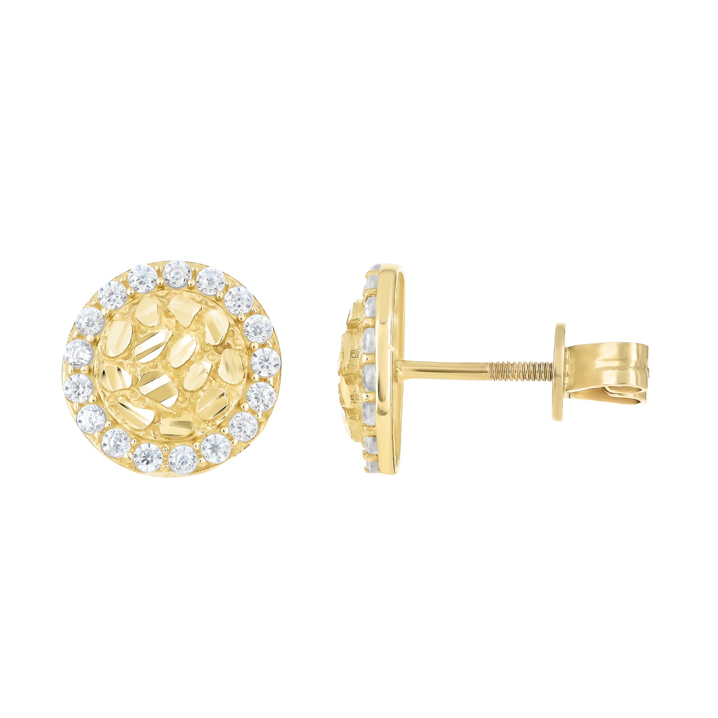10k Yellow Gold Womens Cubic Zirconia Round Fashion Stud Earrings