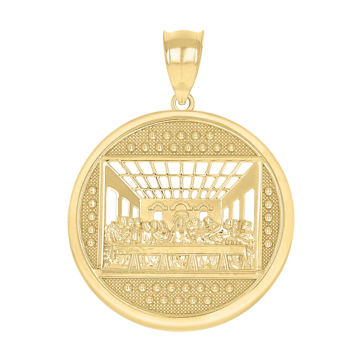 10k Yellow Gold Mens Last Supper Religious Charm Pendant