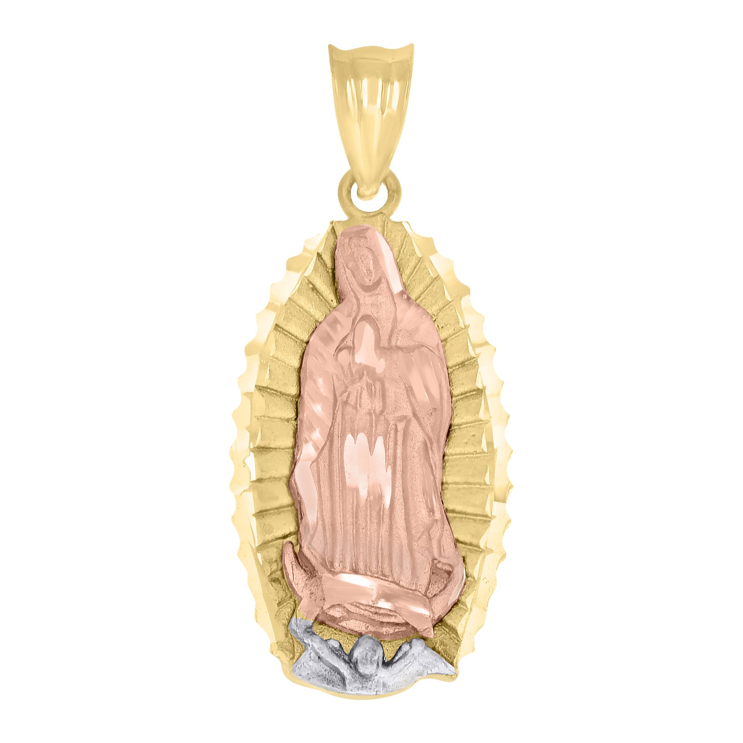 10kt Tri-Color Gold Unisex Guadalupe Religious Charm Pendant