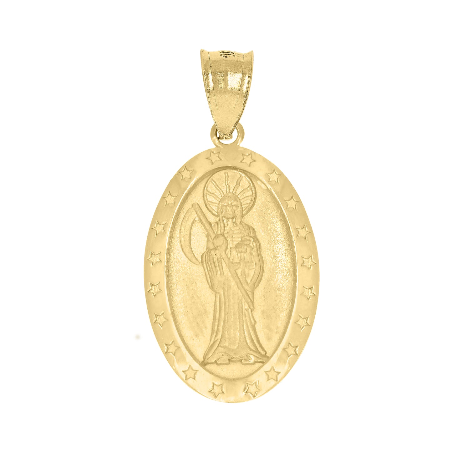 10k Yellow Gold Unisex Grim Reaper Death Angel Charm Pendant
