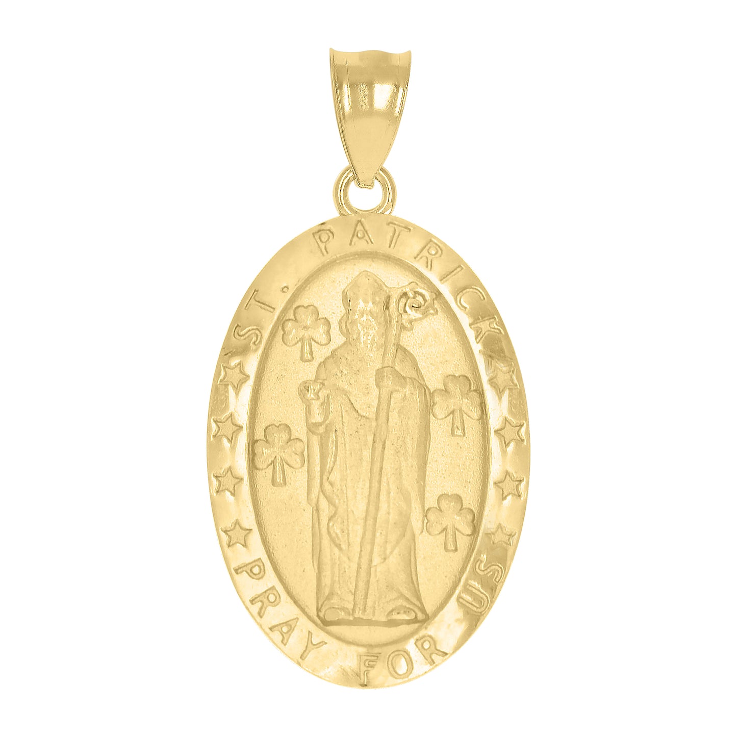 10kt Yellow Gold Unisex St. Patric Pray For Us Religious Charm Pendant