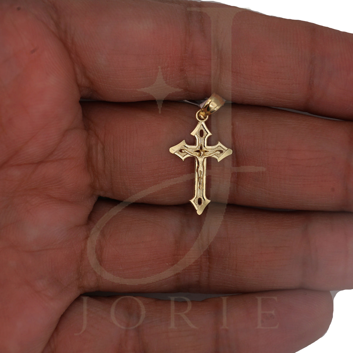 10k Yellow Gold Unisex Crucifix Cross Religious Charm Pendant