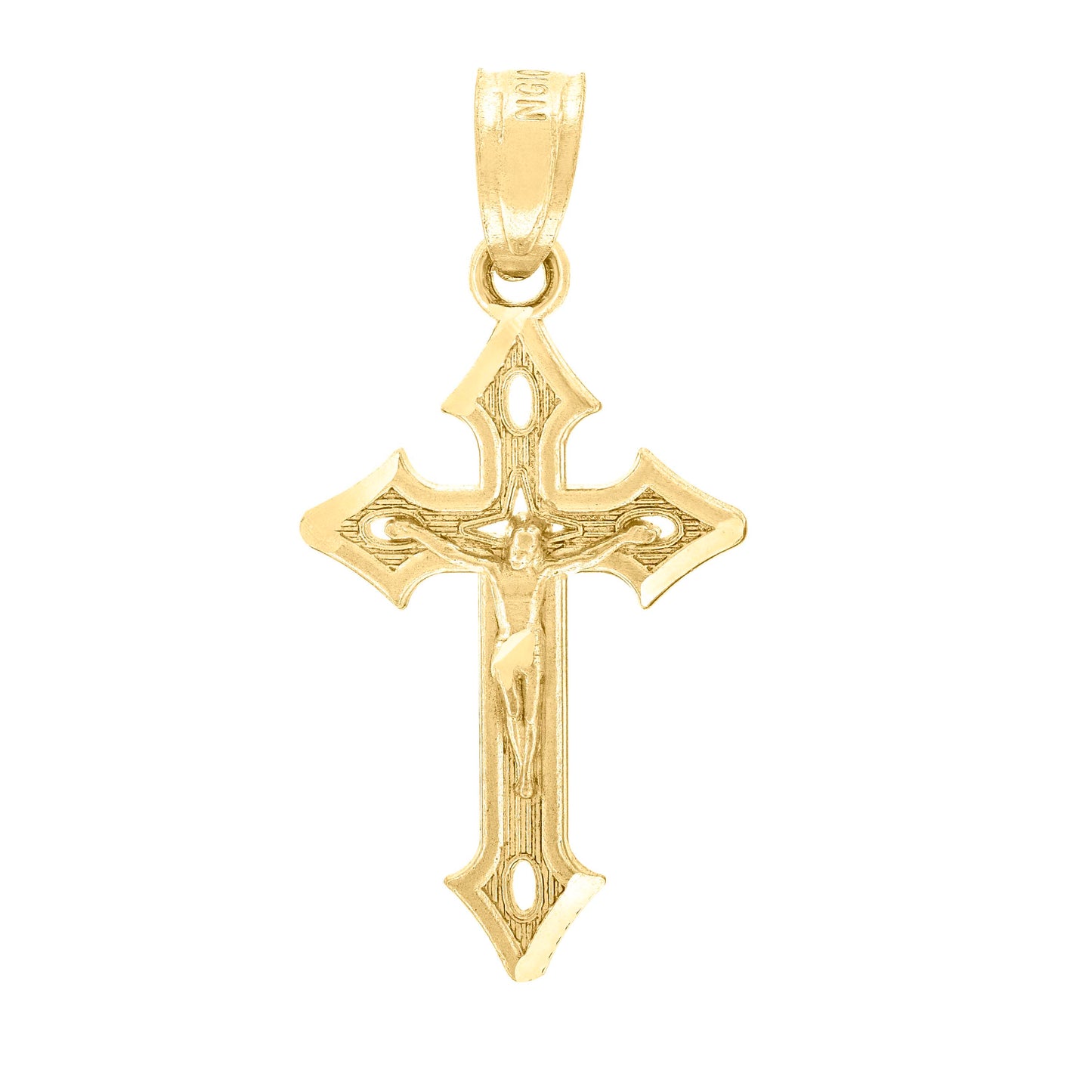 10kt Yellow Gold Unisex Crucifix Cross Religious Charm Pendant
