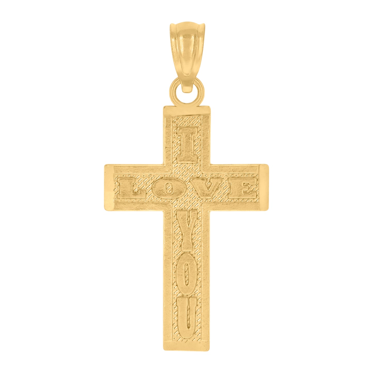 10kt Yellow Gold Unisex Cross I Love You Religious Charm Pendant