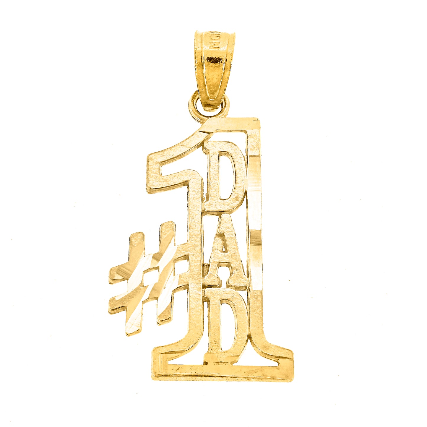 10k Yellow Gold Diamond Cut Mens No. 1 Dad Letters & Words Charm Pendant