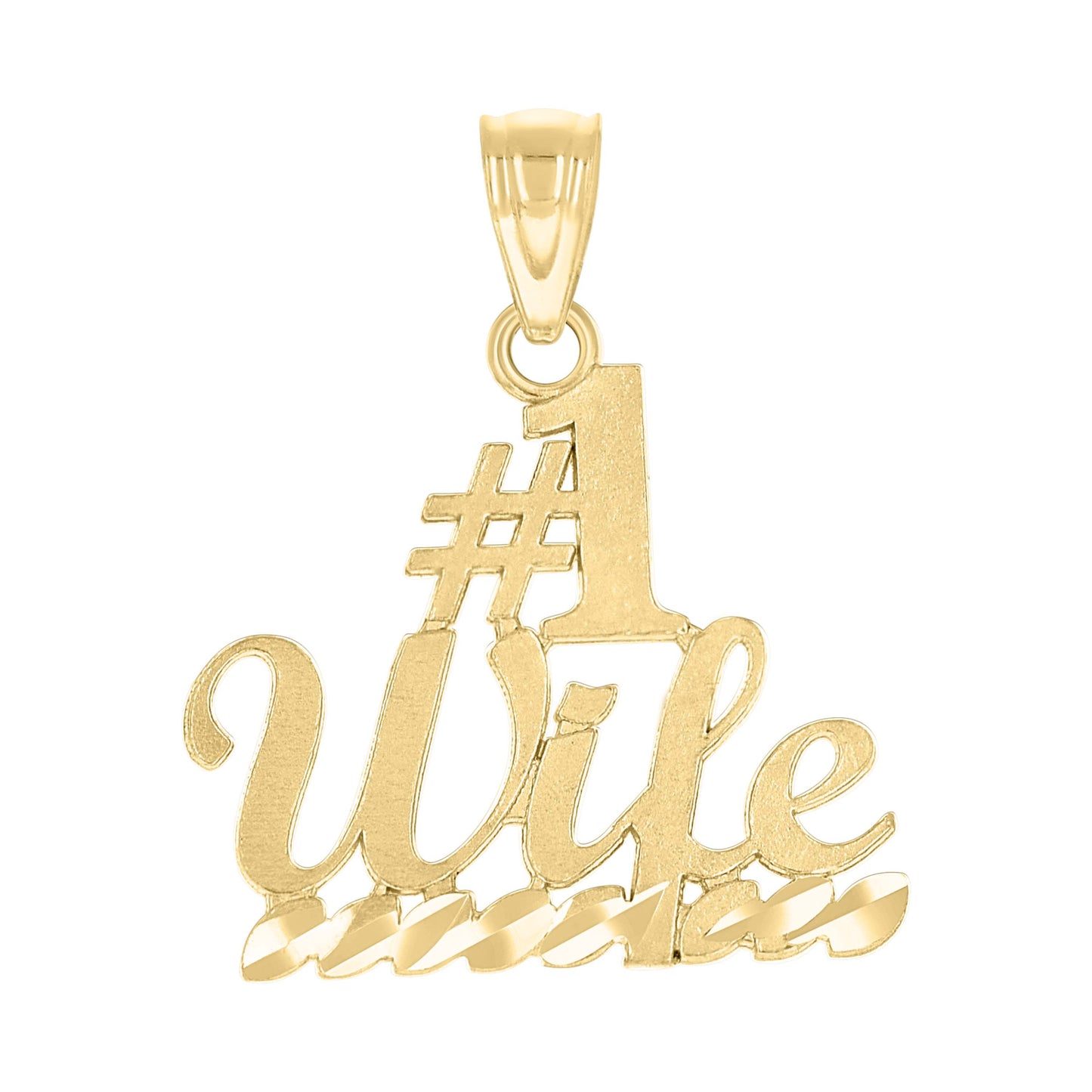 10k Yellow Gold Womens No.1 Wife Letters & Words Charm Pendant