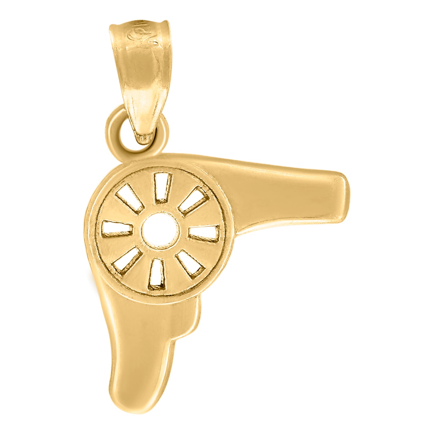 10k Yellow Gold Unisex Hair Dryer Tools Charm Pendant
