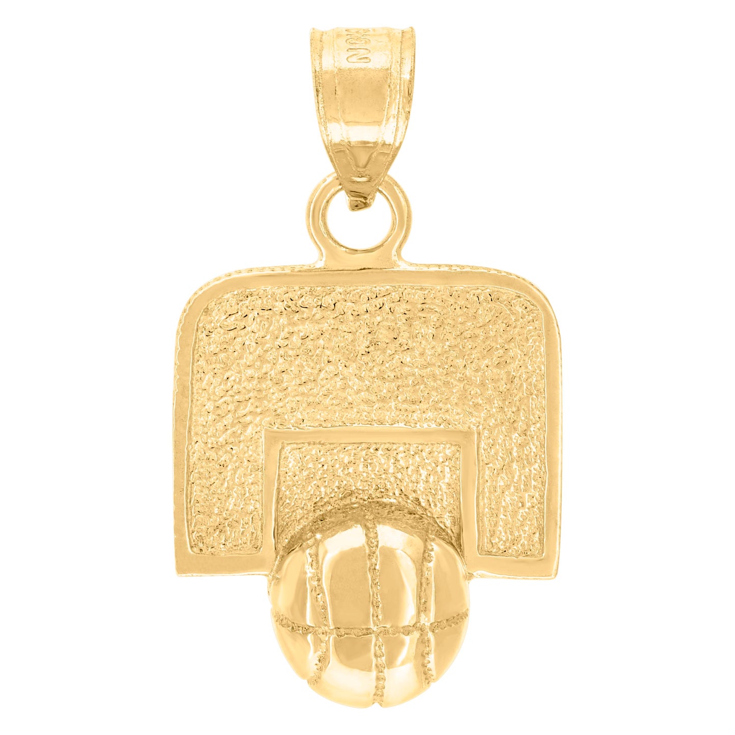 10k Yellow Gold Diamond Cut Mens Basket Ball Sports Charm Pendant