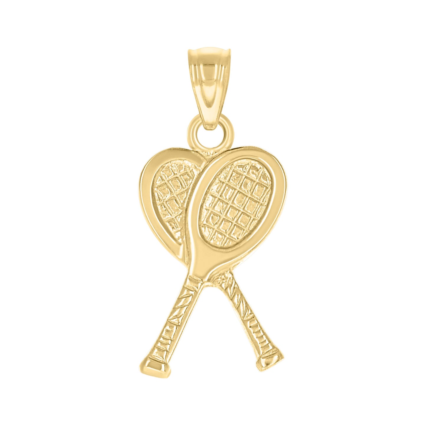 10k Yellow Gold Diamond Cut Unisex Tennis Racquets Sports Charm Pendant
