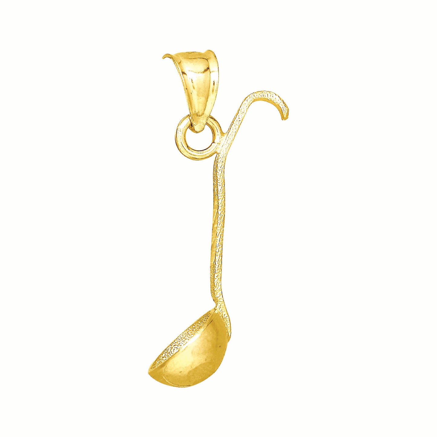 10k Yellow Gold Mens Textured Spoon Household Charm Pendant