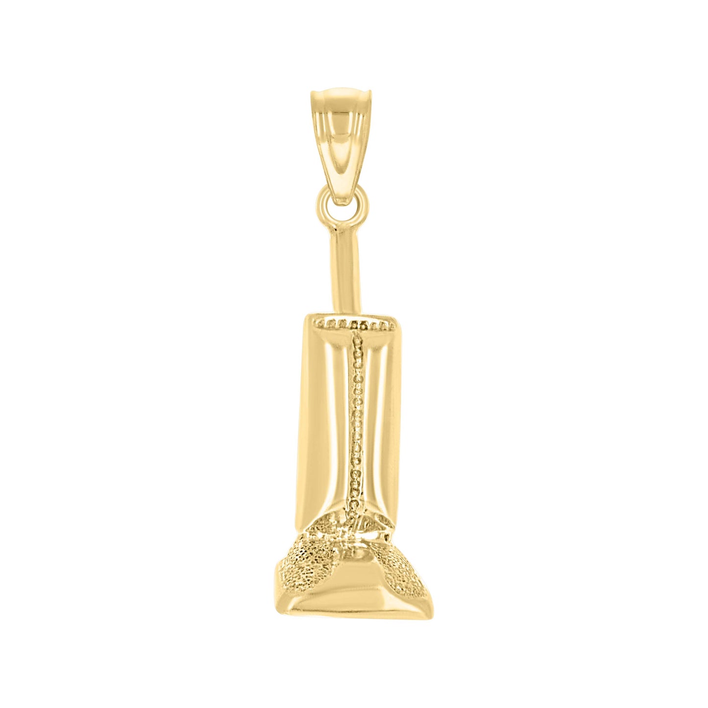 10k Yellow Gold Textured Unisex Vacuum Cleaner Tools Charm Pendant