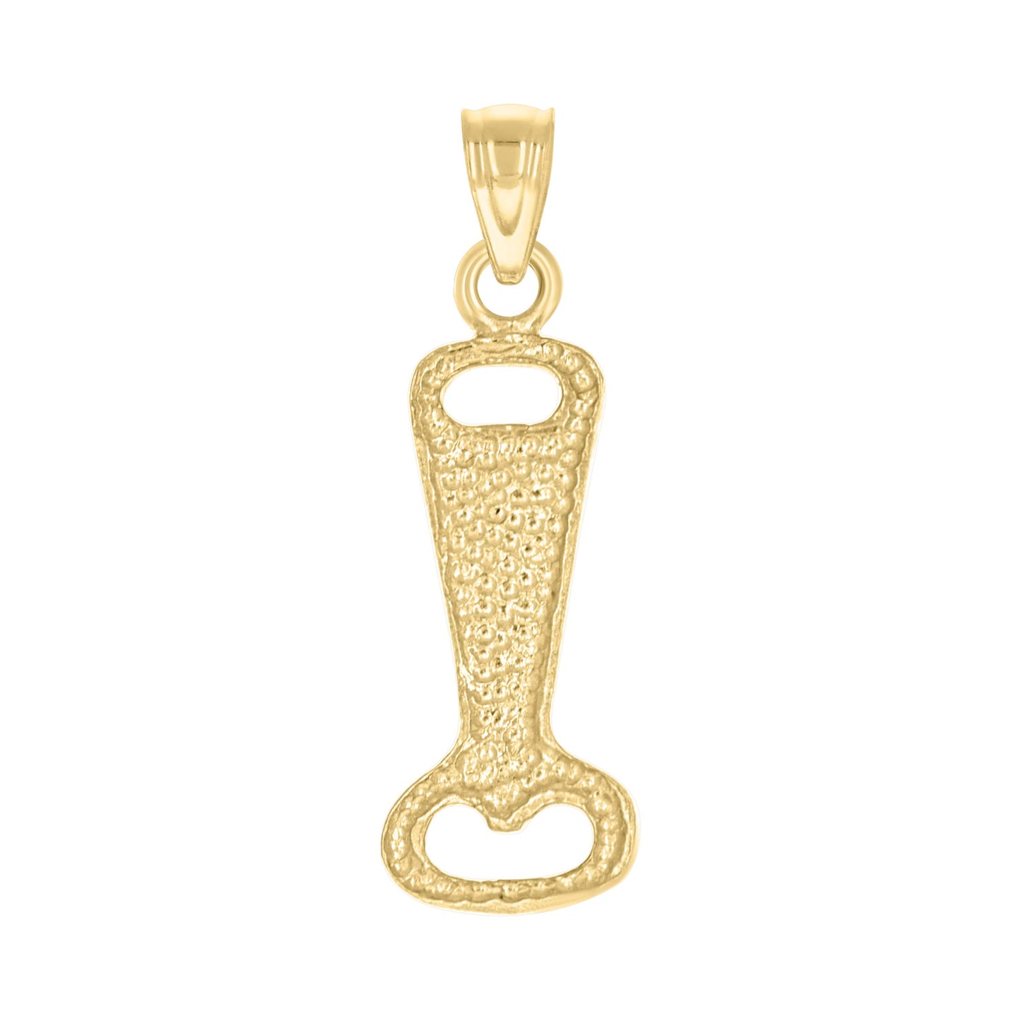 10k Yellow Gold Textured Mens Bottle Opener Tools Charm Pendant
