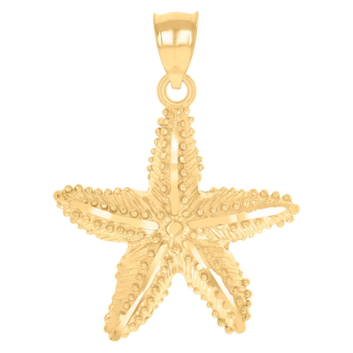 10k Yellow Gold Diamond Cut Womens Star Fish Animal Charm Pendant